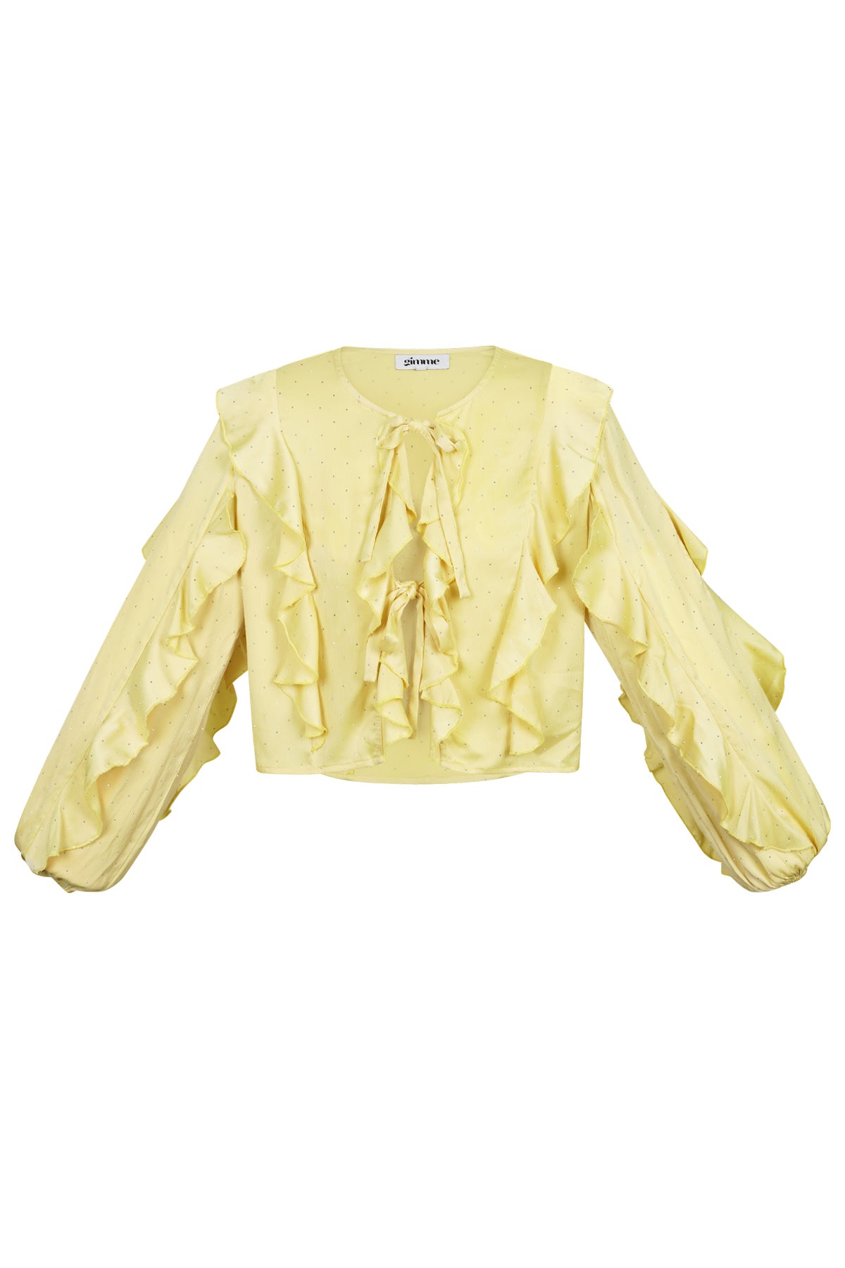 Long sleeve top with ruffles and bow detail