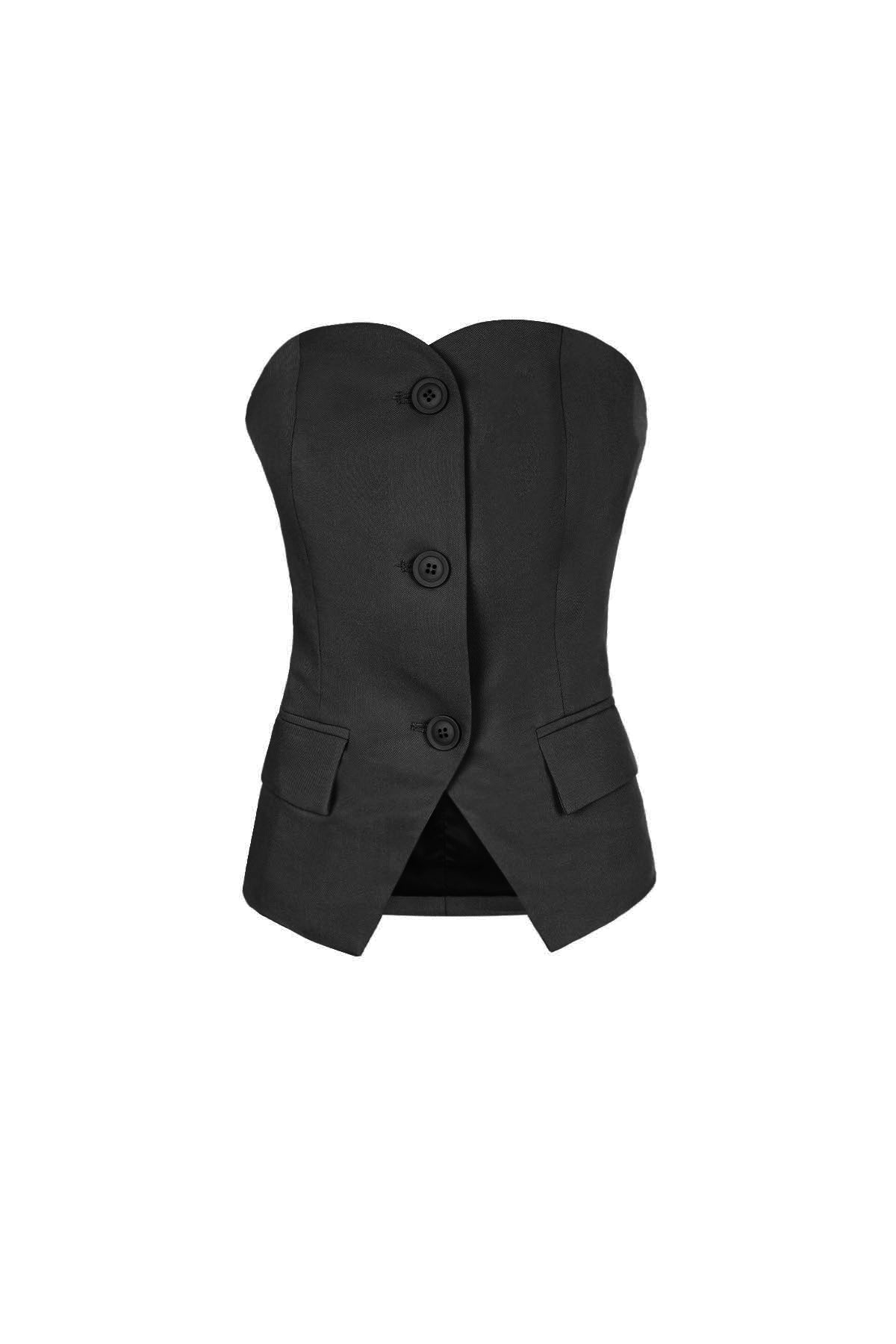 Top sans manches pour femme avec boutonnage et coupe structurée