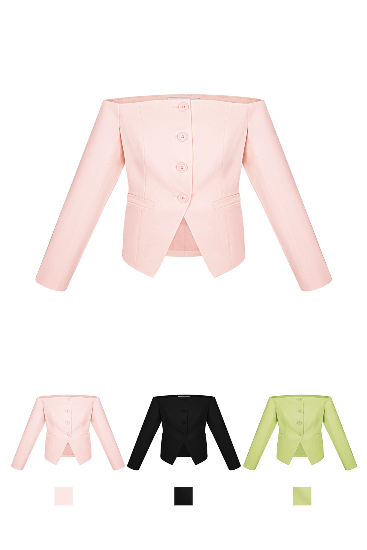 Haut à épaules dénudées pour femmes avec fermeture boutonnée et manches longues – photo 5