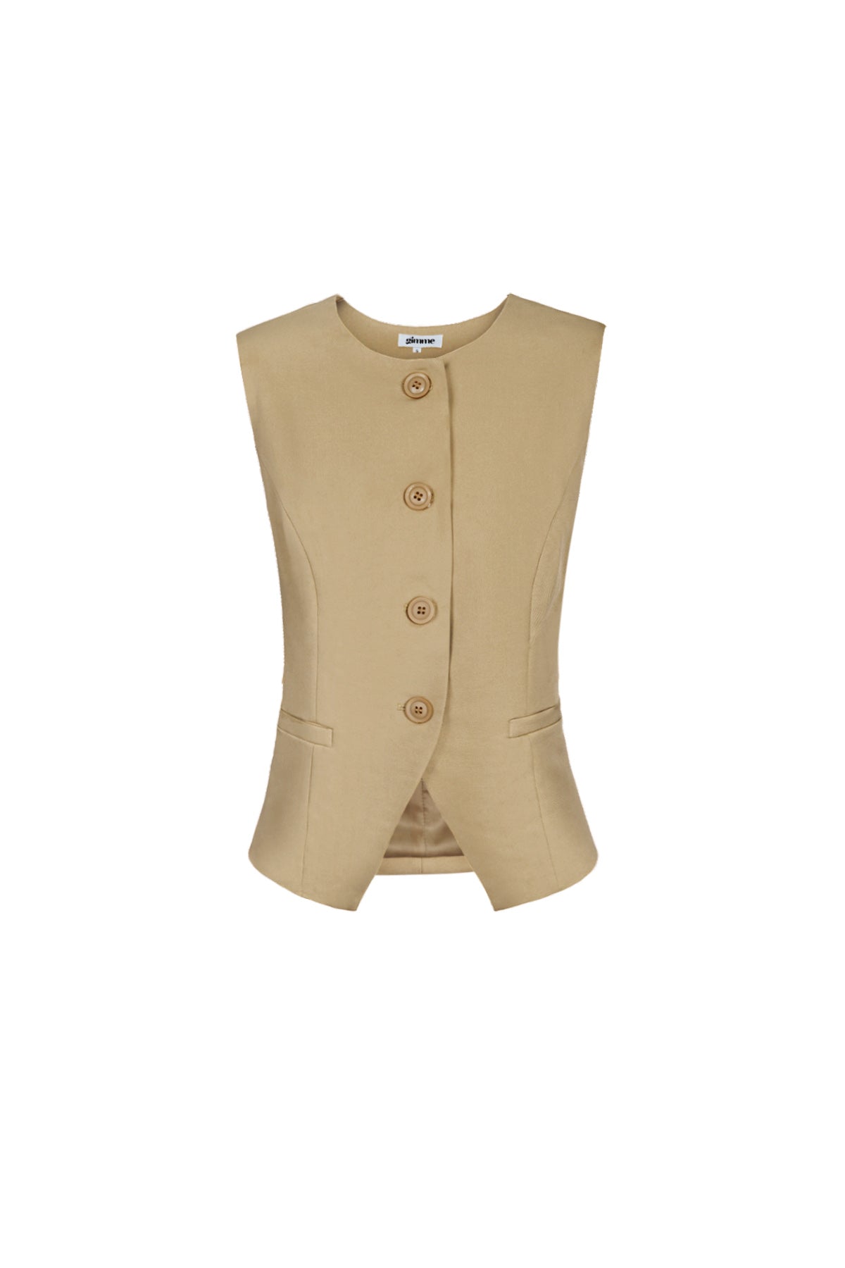 Dames gestructureerde mouwloze top met knoopsluiting