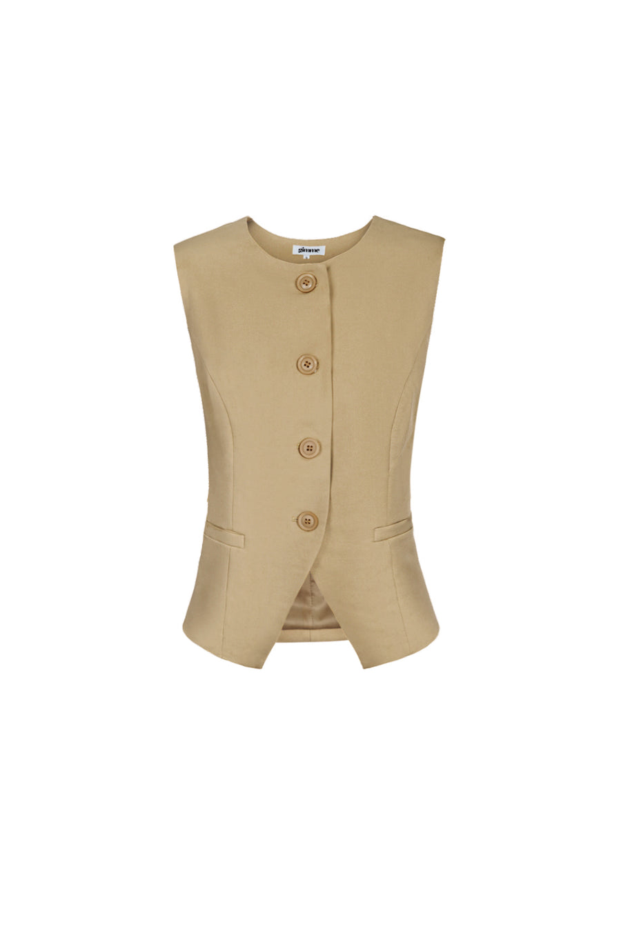 Dames gestructureerde mouwloze top met knoopsluiting