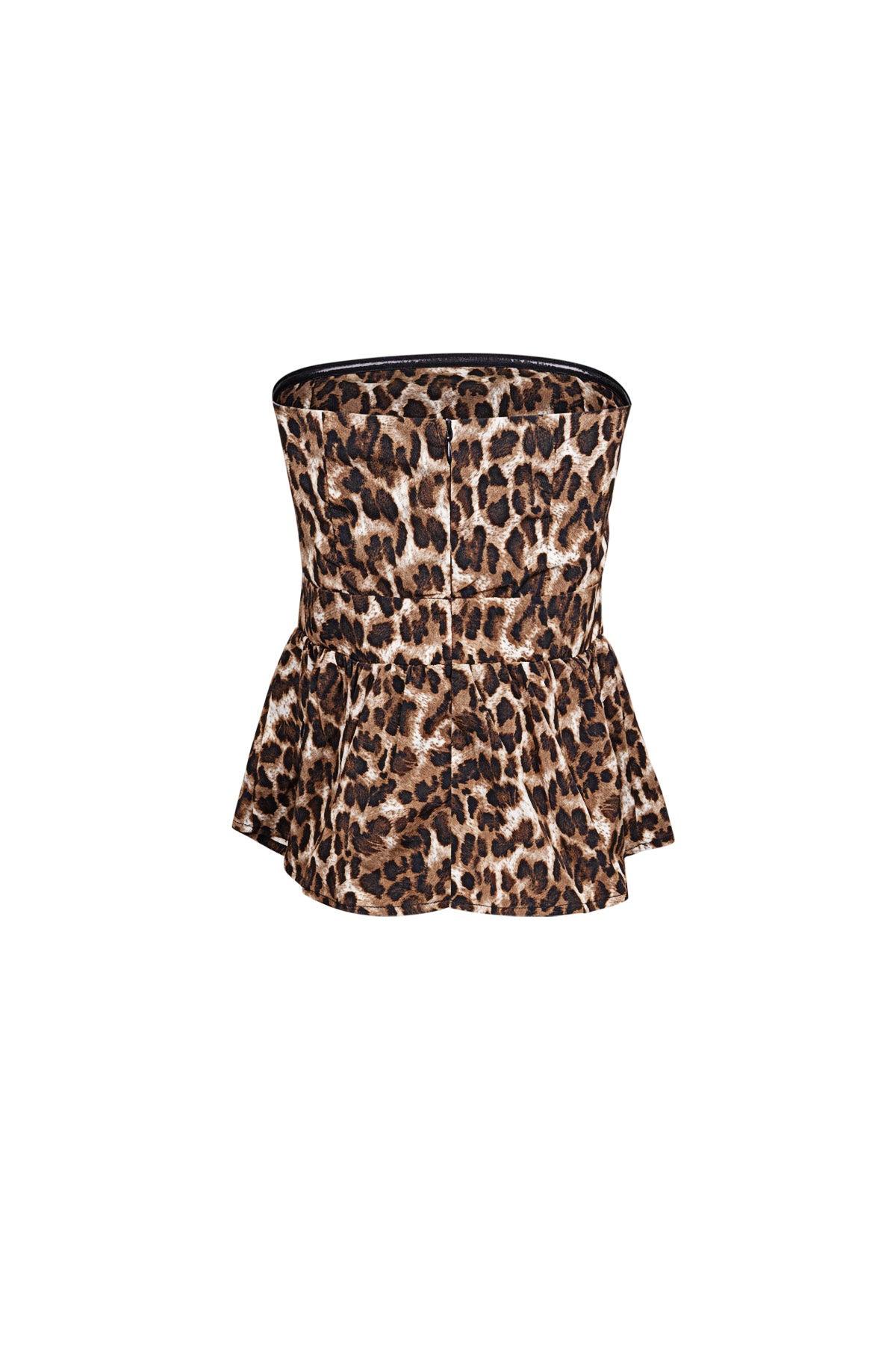 Haut bustier pour femmes à imprimé léopard et coupe péplum – marron – photo 5