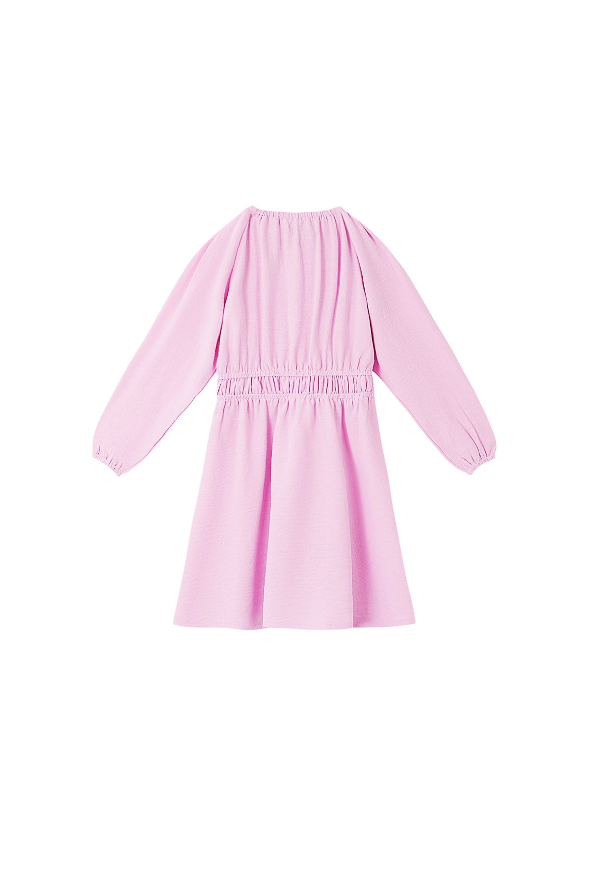 Dames paarse jurk van polyester met plooien – productfoto 4
