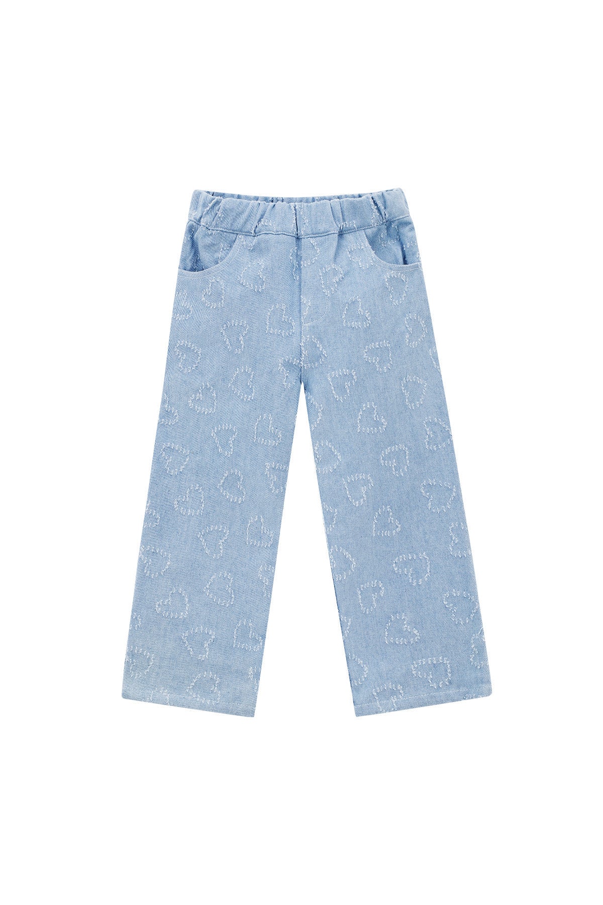Dames rechte denim broek van katoen in blauw – productfoto 4