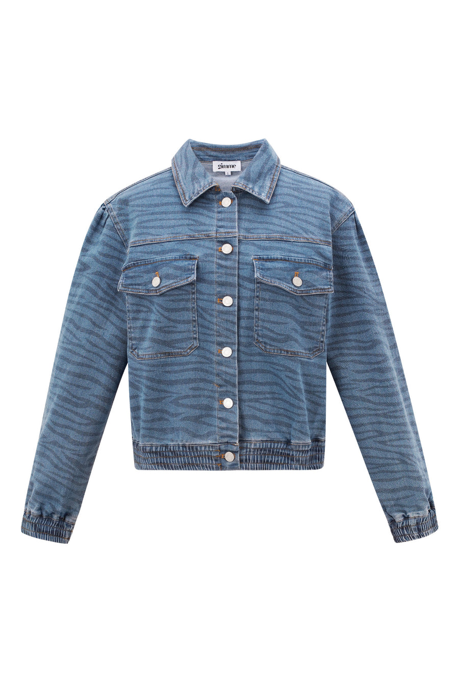 Dames kort blauw denim jacket met tijgerstrepen