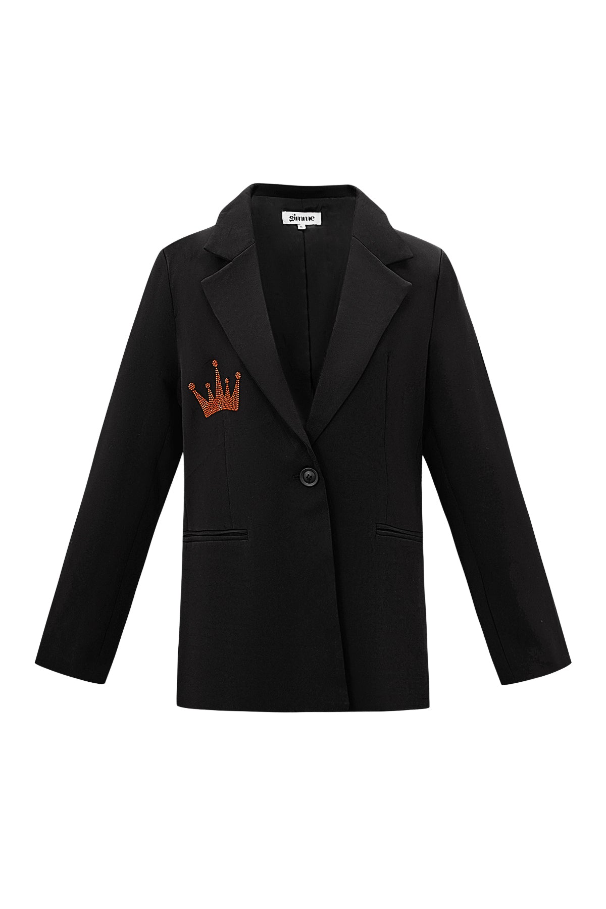 Dames zwarte blazer met geborduurde kroon – productfoto 8