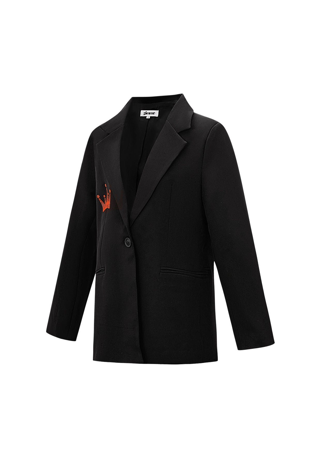 Dames zwarte blazer met geborduurde kroon – productfoto 7