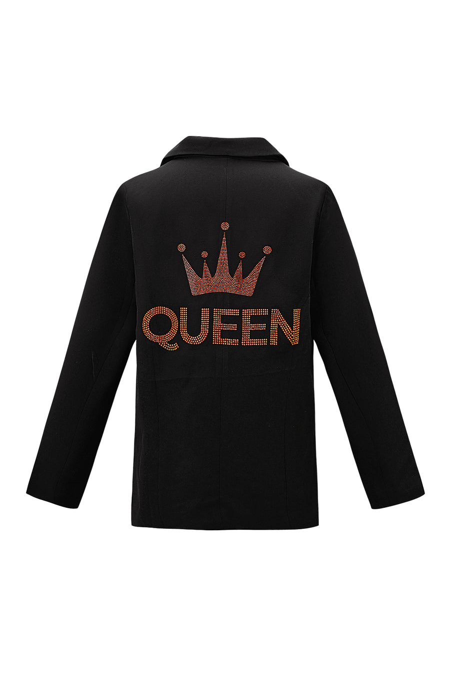 Dames zwarte blazer met geborduurde kroon