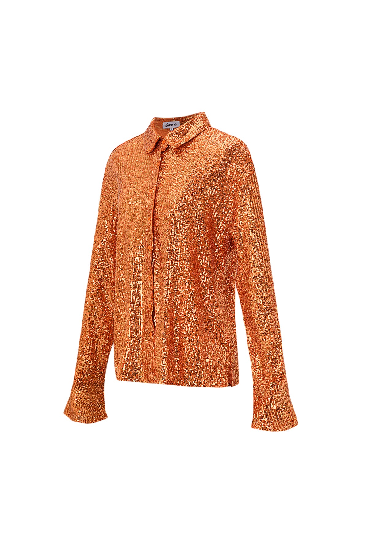 Chemisier femme à sequins et finition brillante – orange – photo 5