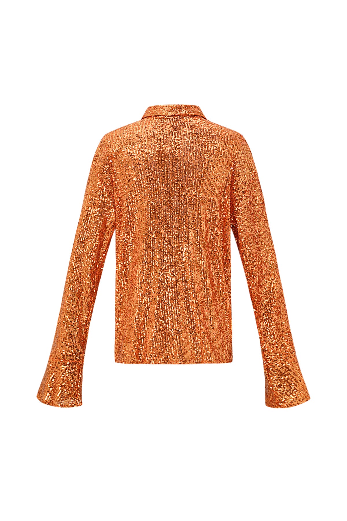 Polyester Pailletten Vrouwen Overhemd Glanzend Lange Mouw
