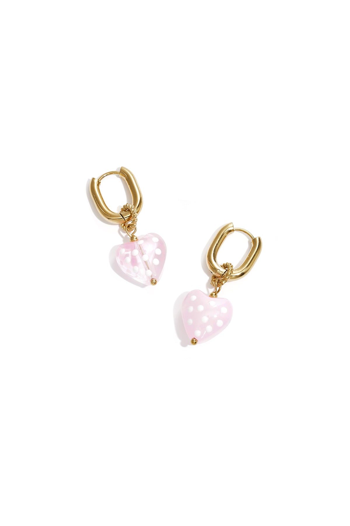 Boucles d'oreilles pendantes en acier inoxydable en forme de cœur pour femmes – Rouge et rose