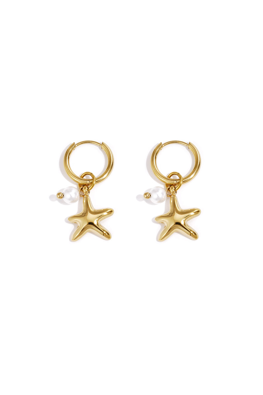 Boucles d'oreilles pendantes en acier inoxydable pour femmes, perle d'imitation motif étoile de mer