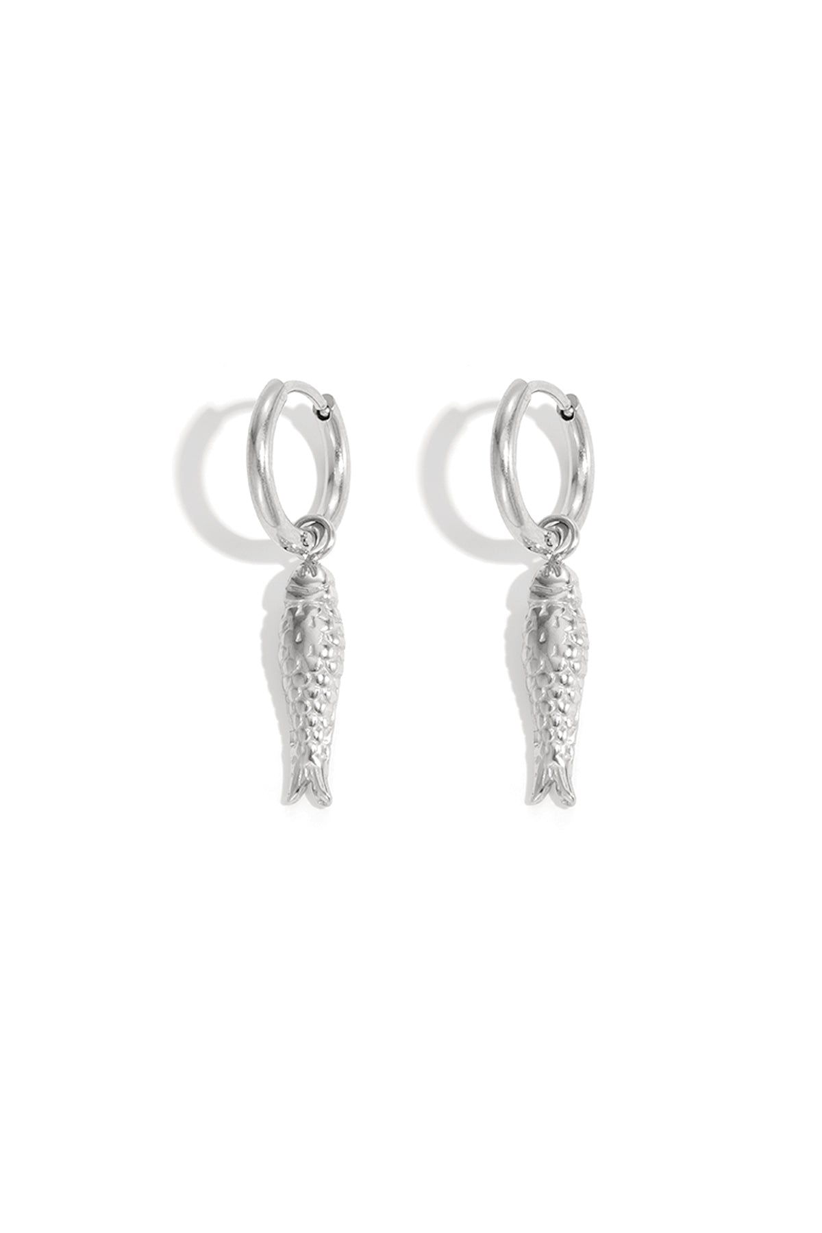 Boucles d'oreilles pendantes pour femmes en acier inoxydable motif poisson – ton or et ton argent