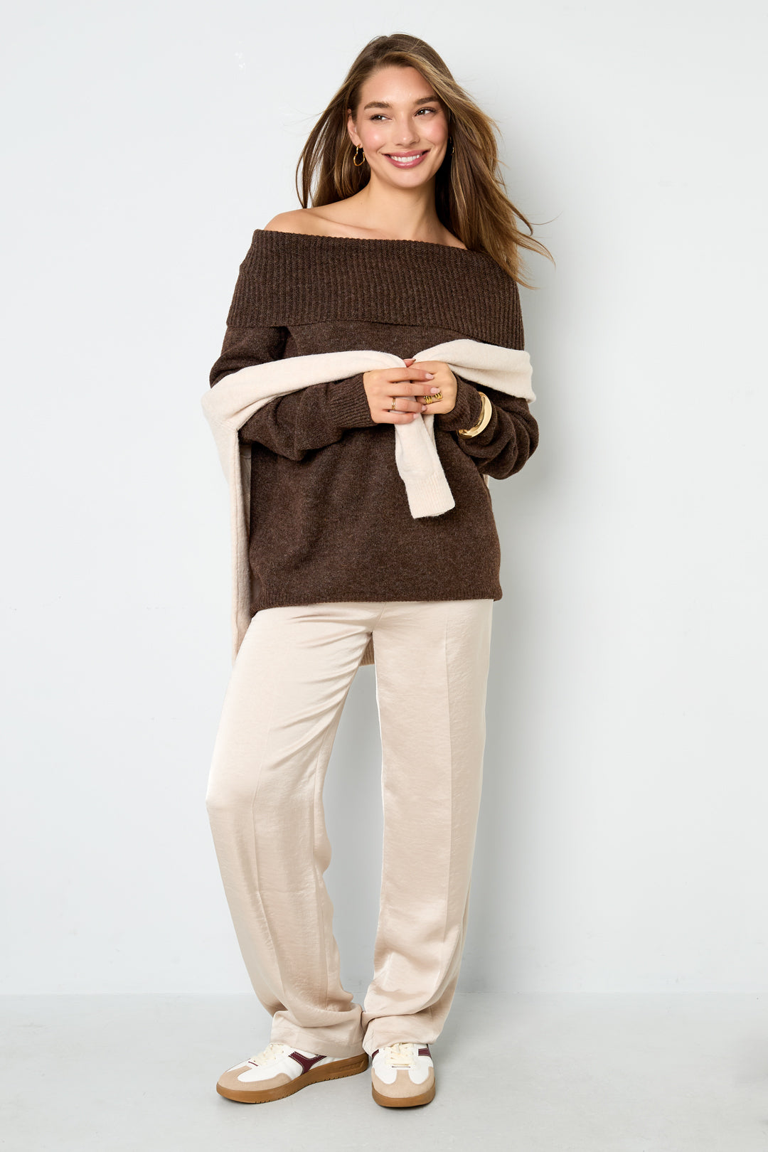 Dames elegante off-shoulder trui van polyester – productfoto 6