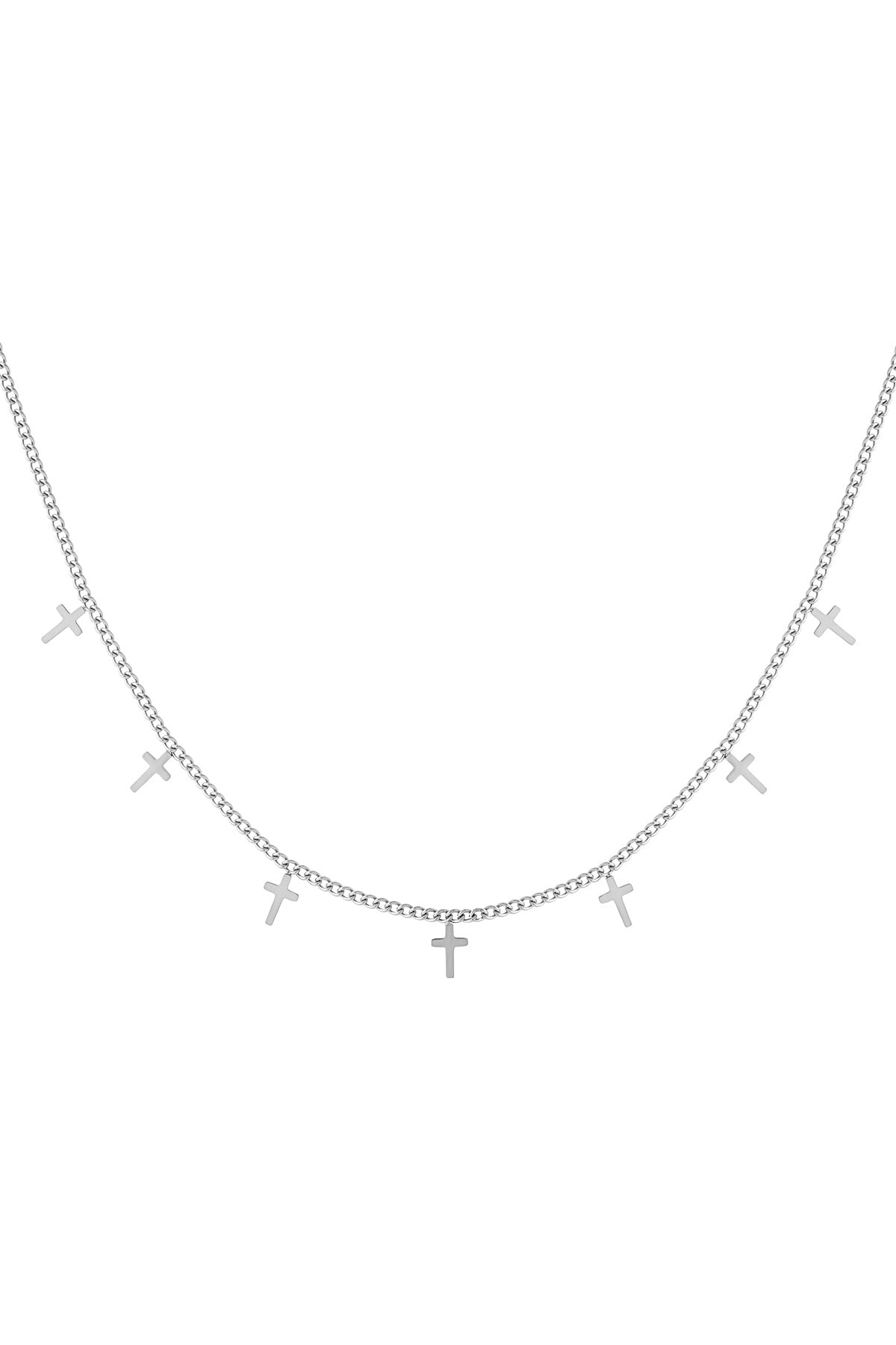 Chaîne de collier pour femme en acier inoxydable avec motif croix – couleur or et argent