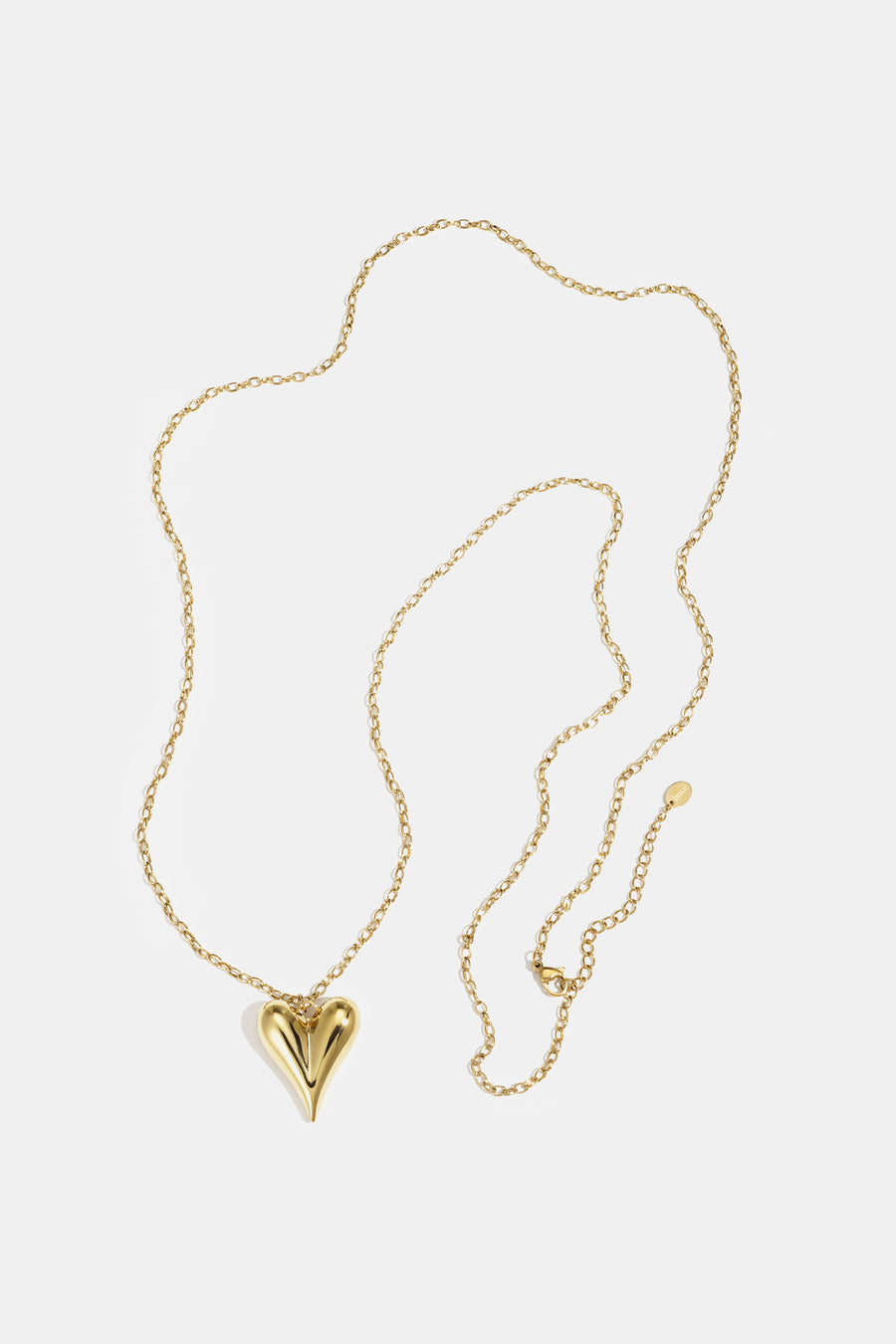 Long collier pour femme en acier inoxydable 304 avec cœur – couleur or