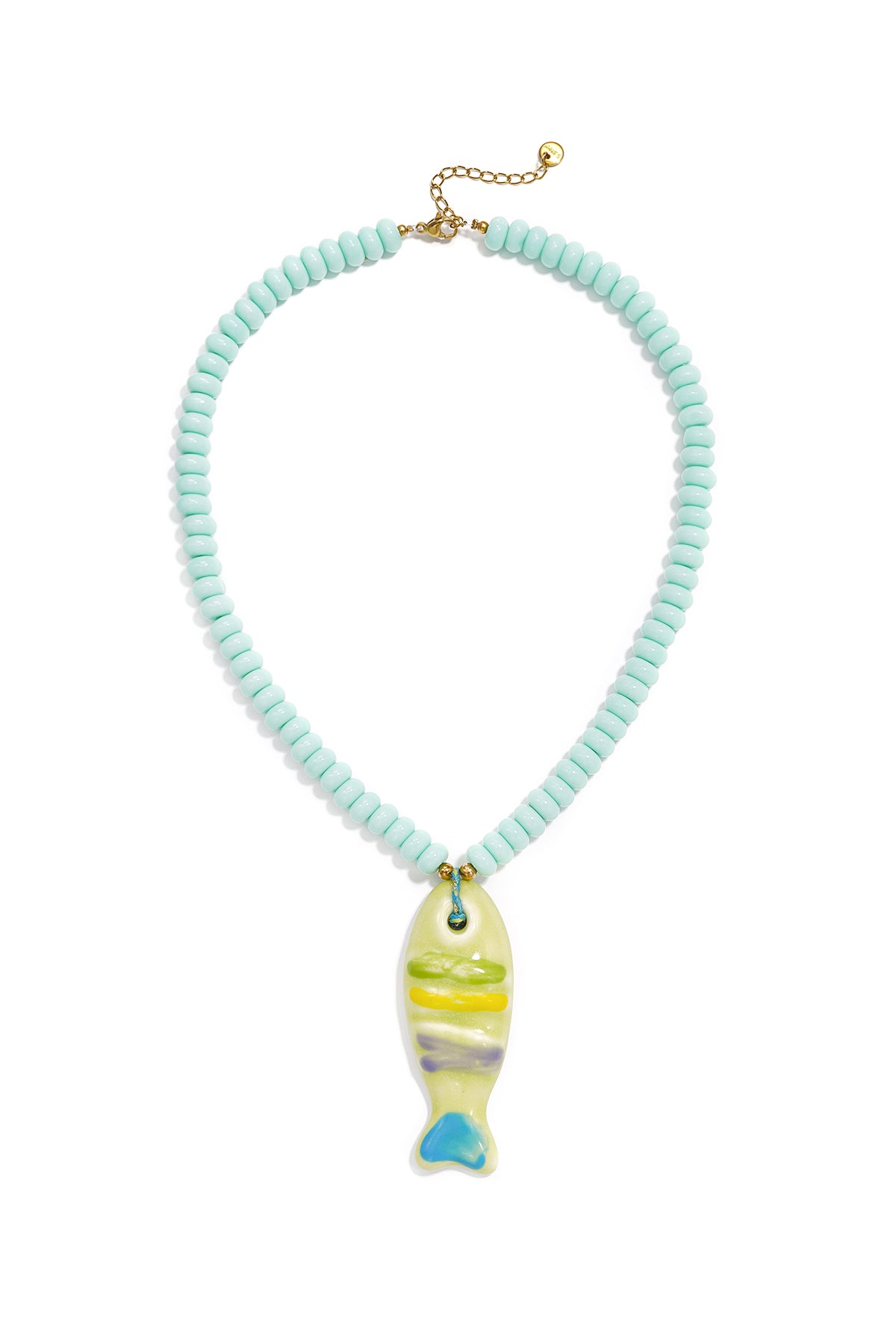 Collier de perles en céramique pour femme avec motif poisson – plusieurs couleurs
