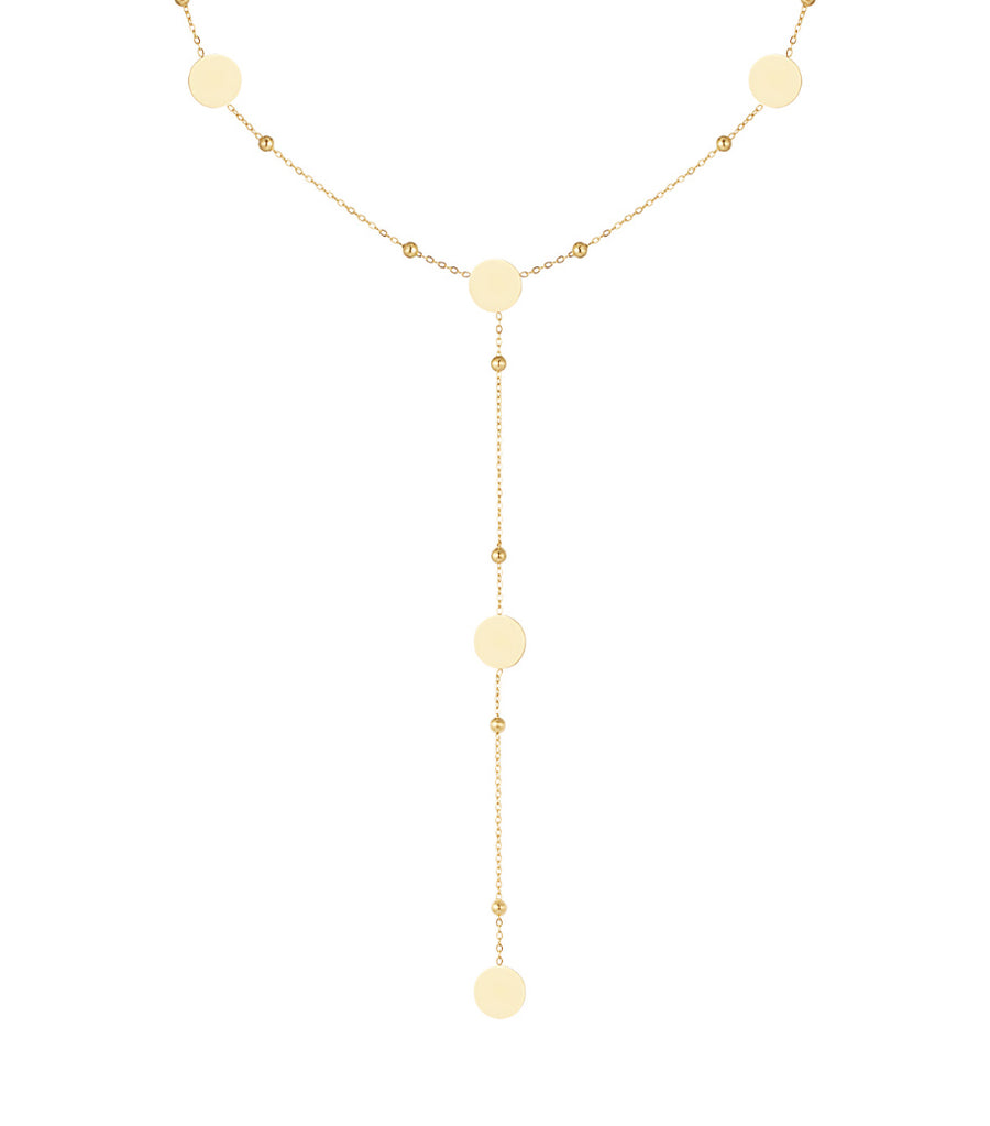 Long collier pour femme en acier inoxydable avec forme organique et forme ronde
