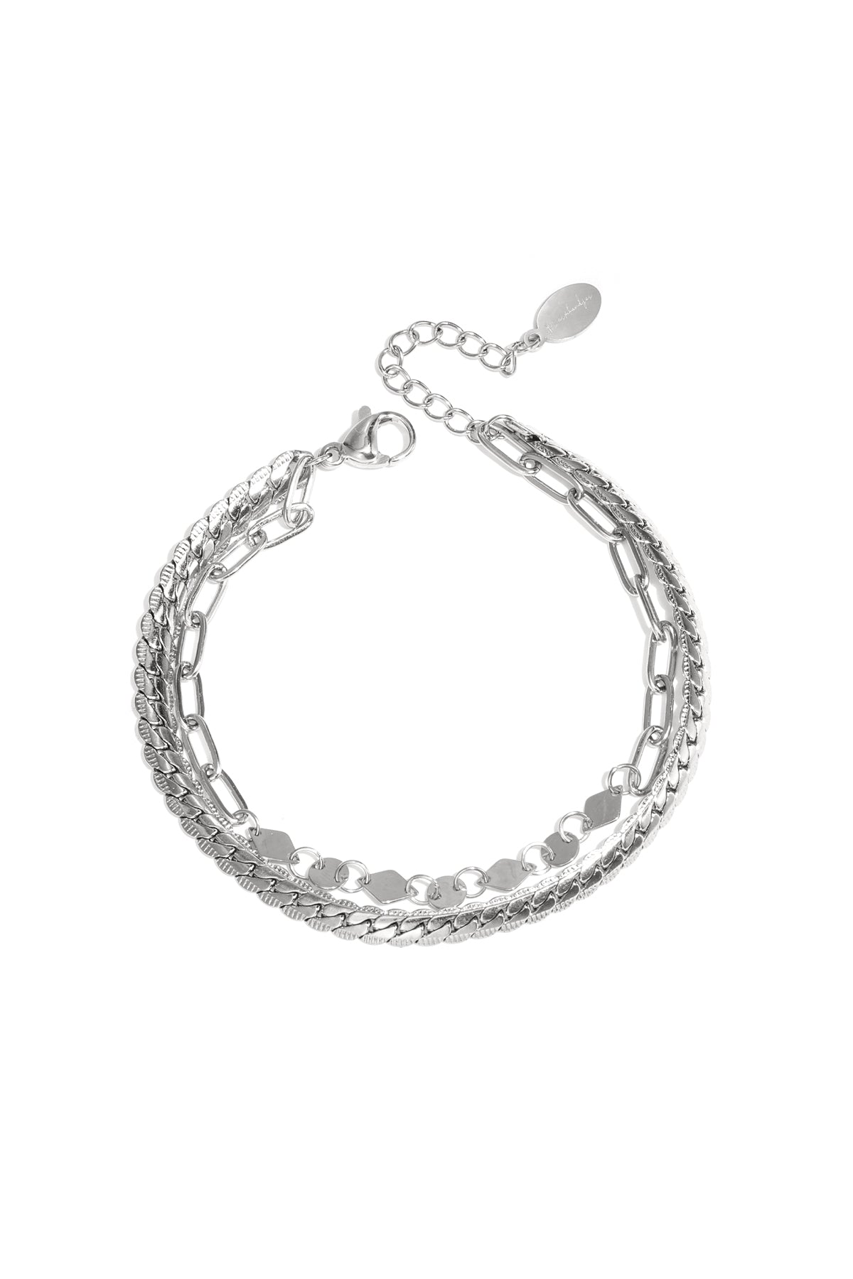 Large bracelet pour femmes en acier inoxydable de forme organique – doré et argenté