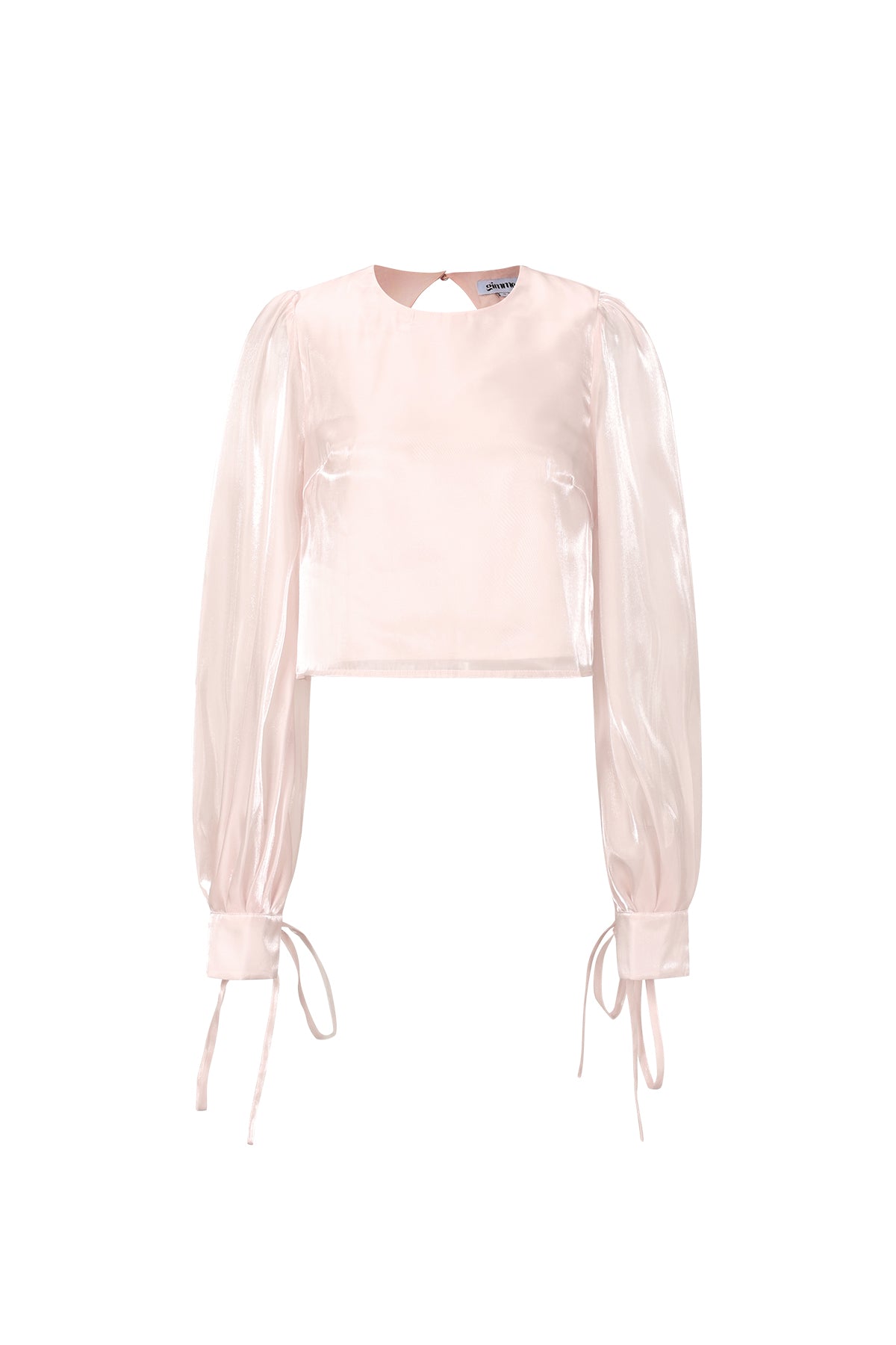 Dames glanzende blouse van polyester met pareldetail – productfoto 11