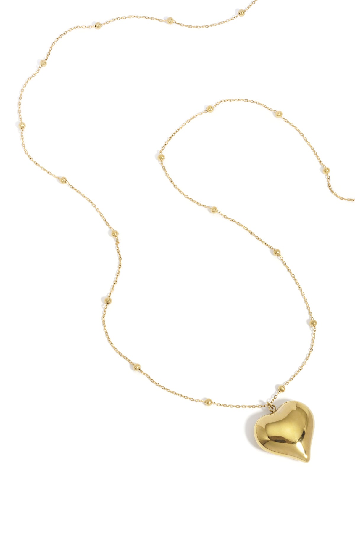 Long collier pour femme en acier inoxydable avec cœur – doré et argenté