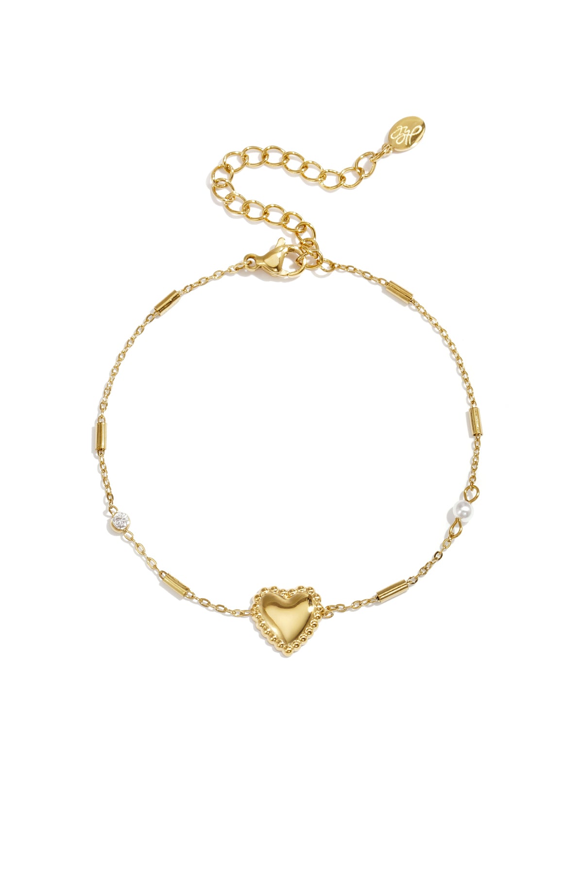 Women's Stainless Steel Heart Charm Bracelet – Gold-coloured