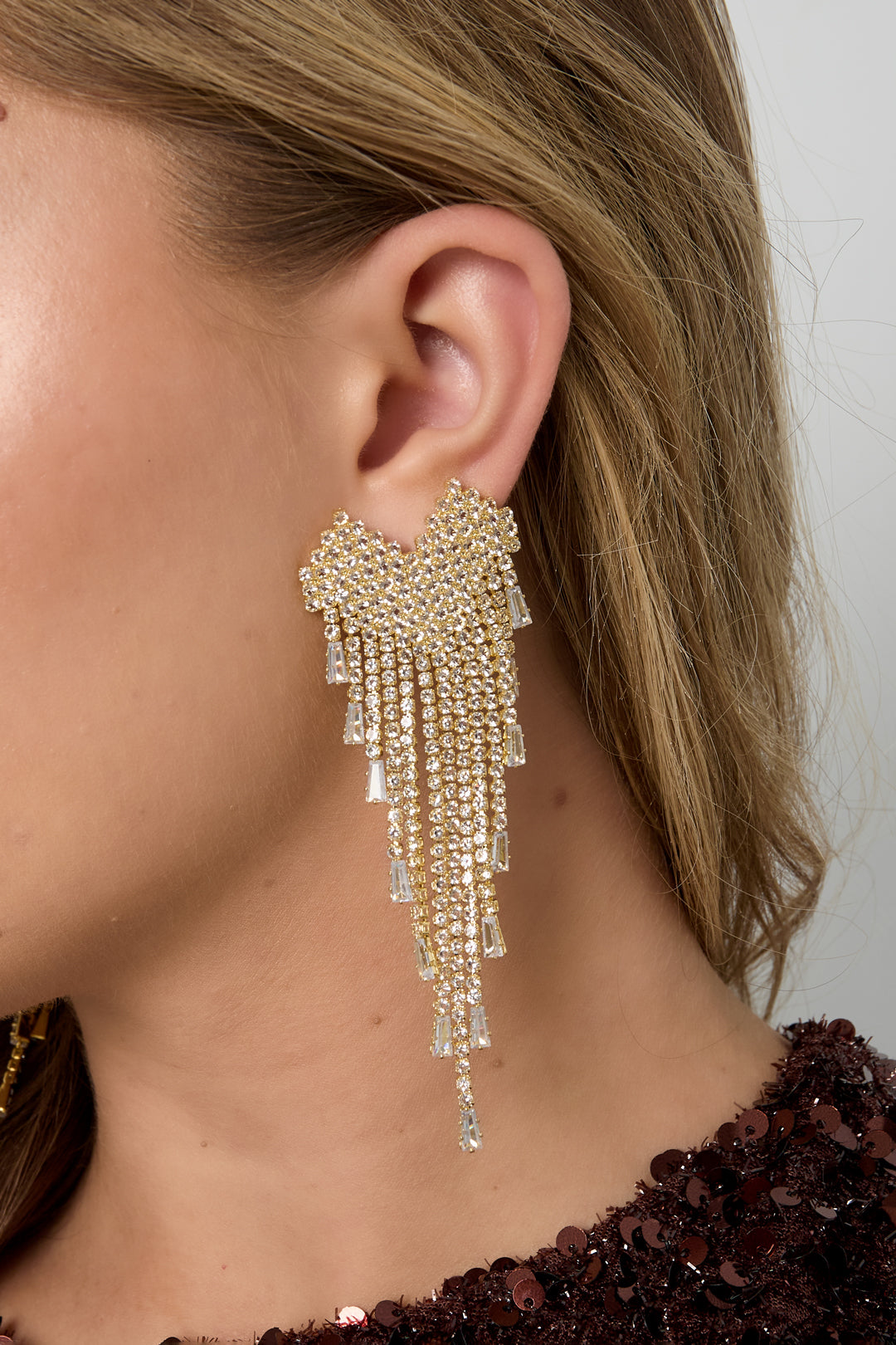 Women's Party Earrings Copper Organic Shape – Gold-colored and Silver-colored – image 3