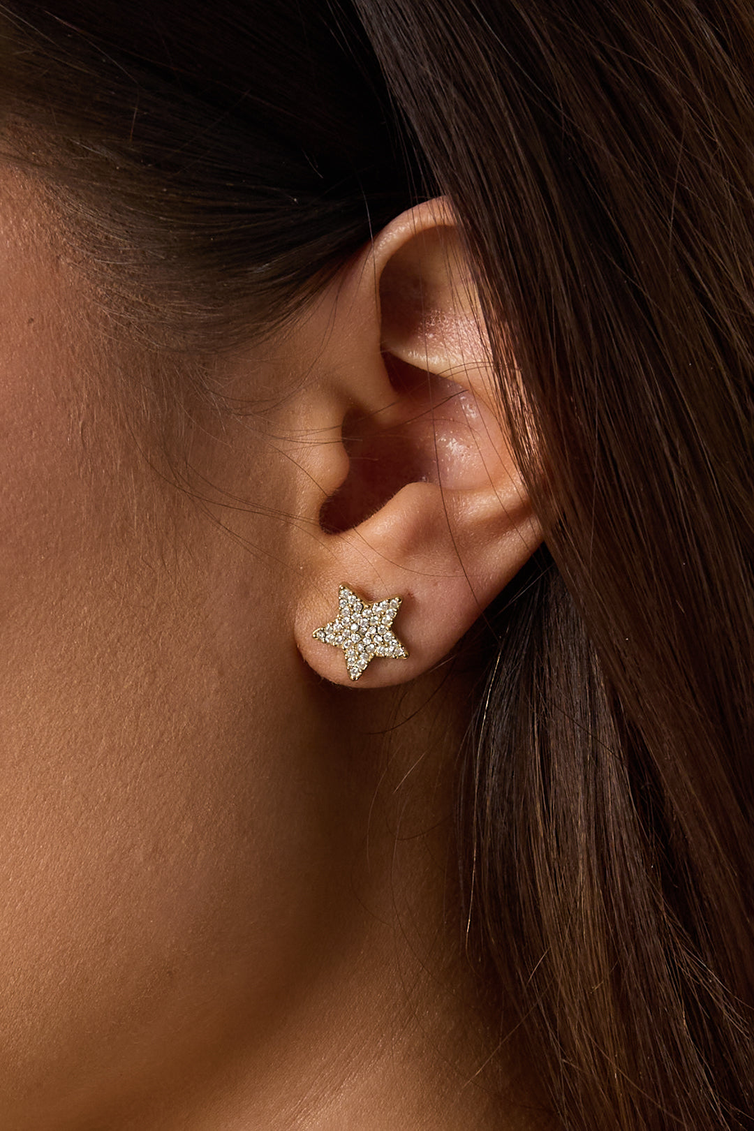 Women's Stainless Steel Stud Earrings with Star Motif - Gold-plated – image 3