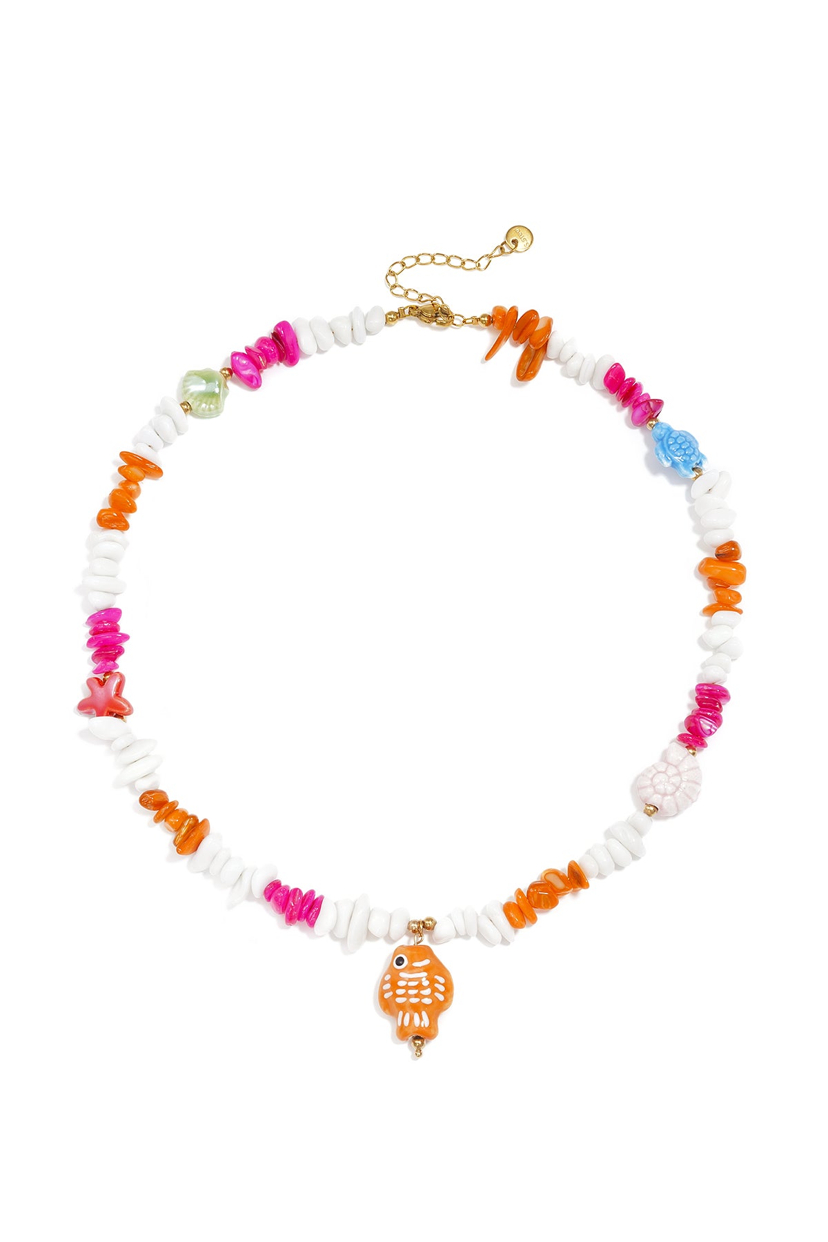 Collier de perles en céramique pour femme avec motif poisson – plusieurs coloris