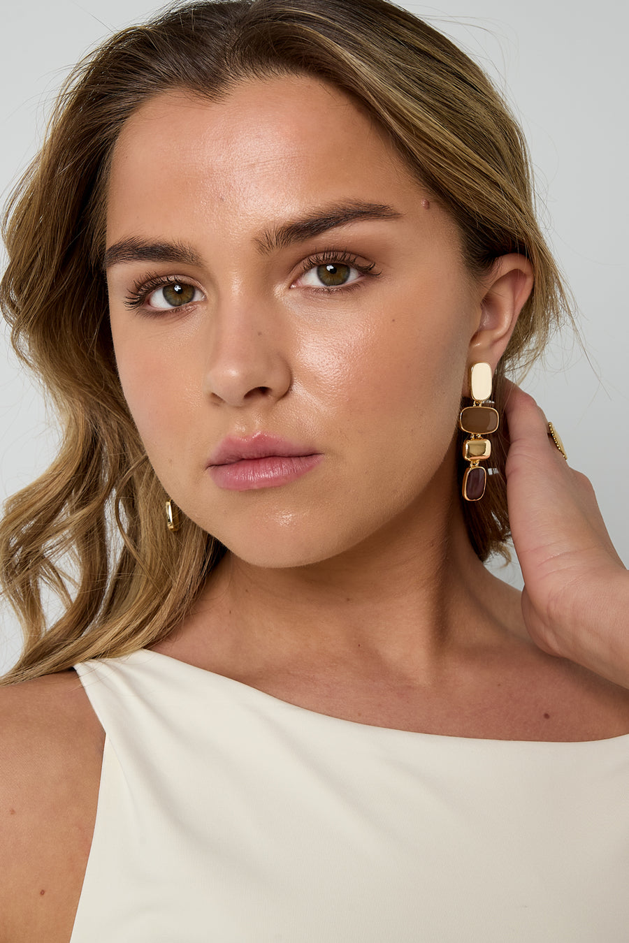 Women's Alloy Organic Shaped Drop Earrings – Gold-Colored