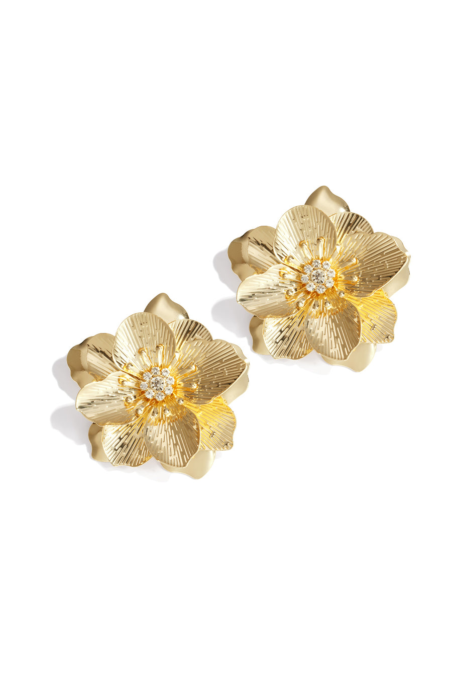 Puces d'oreille pour femmes en fer, à motif floral – couleur or et argent