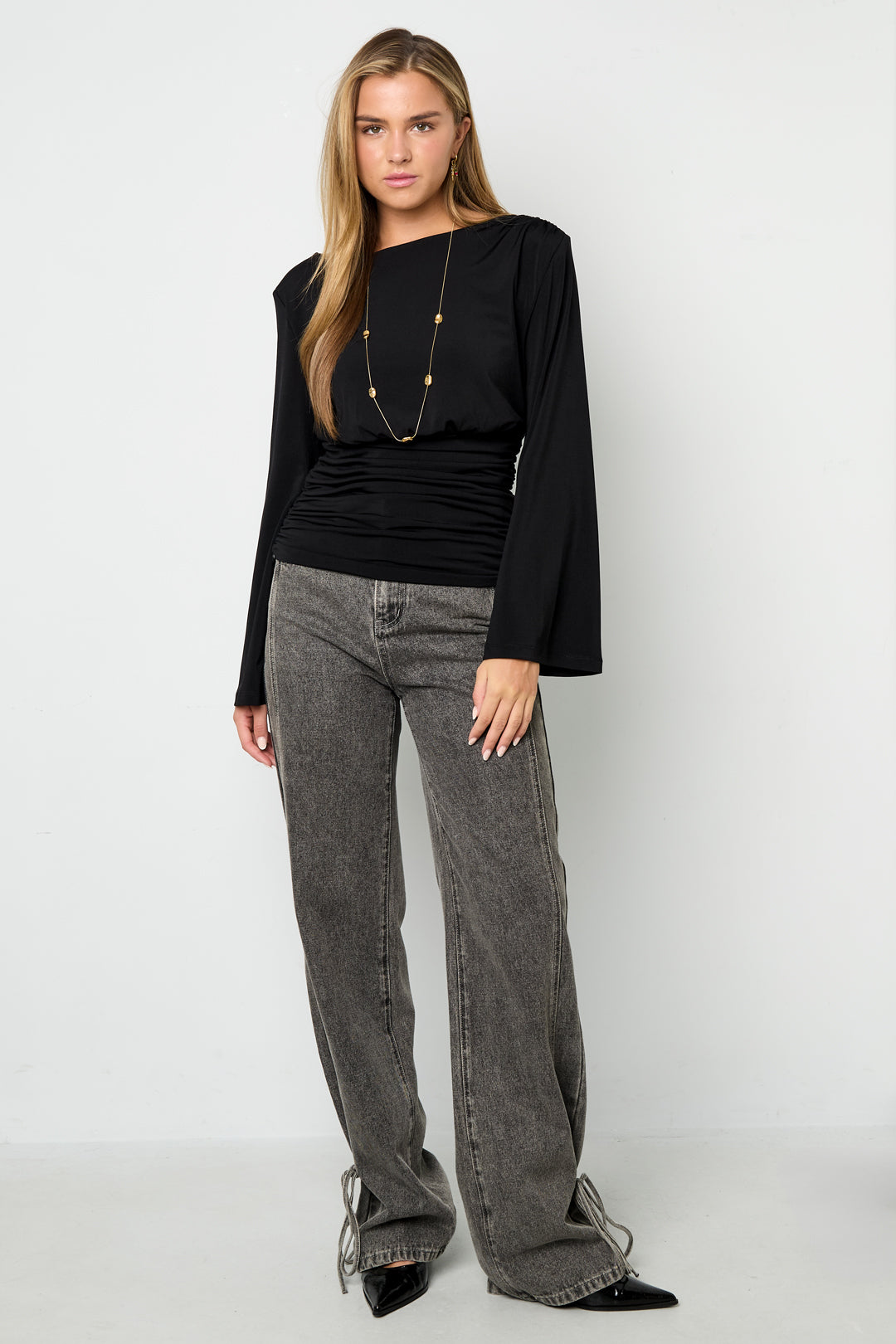 Dames elegante top met lange mouwen en boothals – productfoto 5