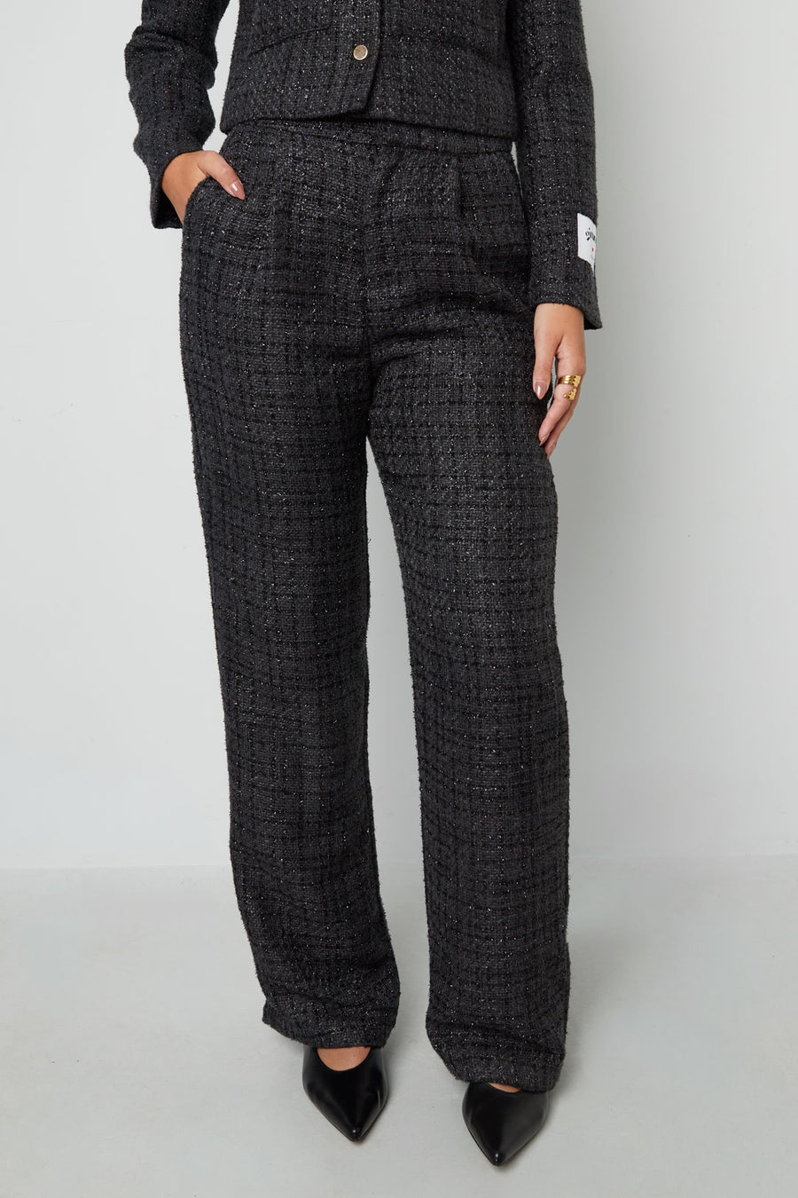 Dames rechte broek van polyester met ruitpatroon – productfoto 2