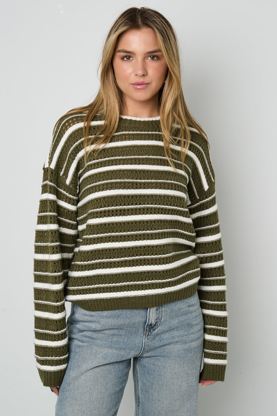 Dames casual gebreide trui met strepen – productfoto 2
