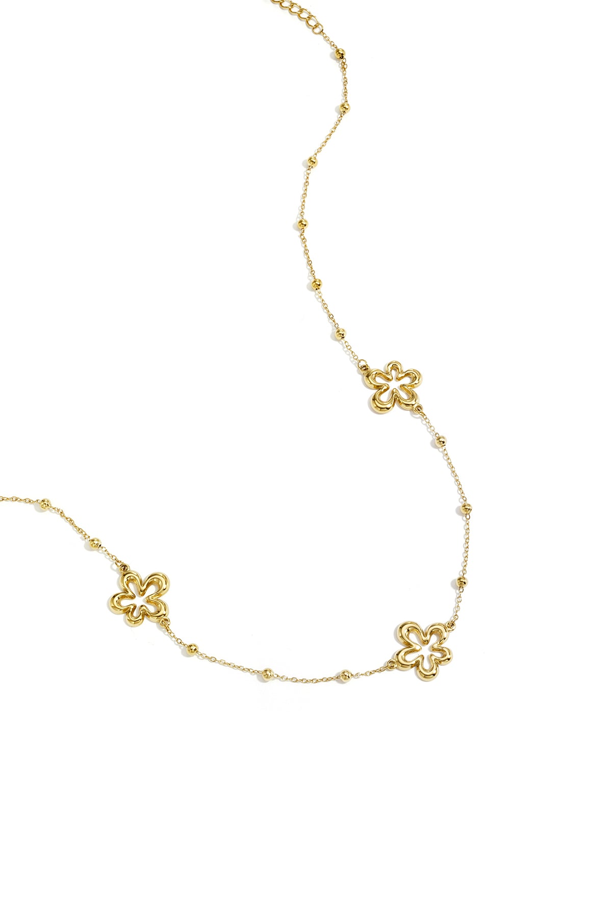 Women's necklace with stainless steel flower pendant - gold-colored
