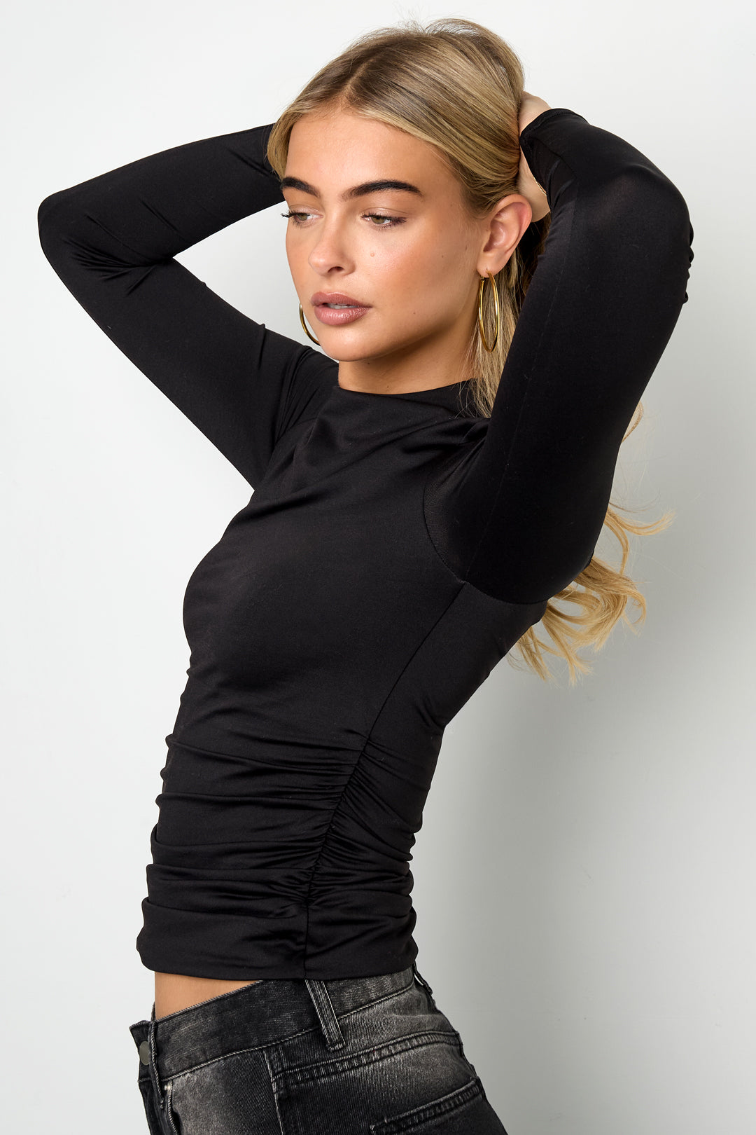 Dames top met lange mouwen van gebreid nylon – productfoto 7