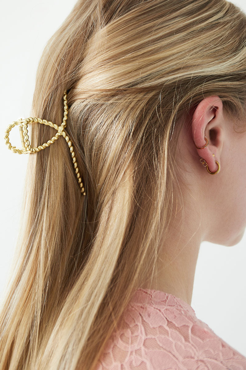 Épingle à cheveux en métal avec motif linéaire – doré – quotidienne
