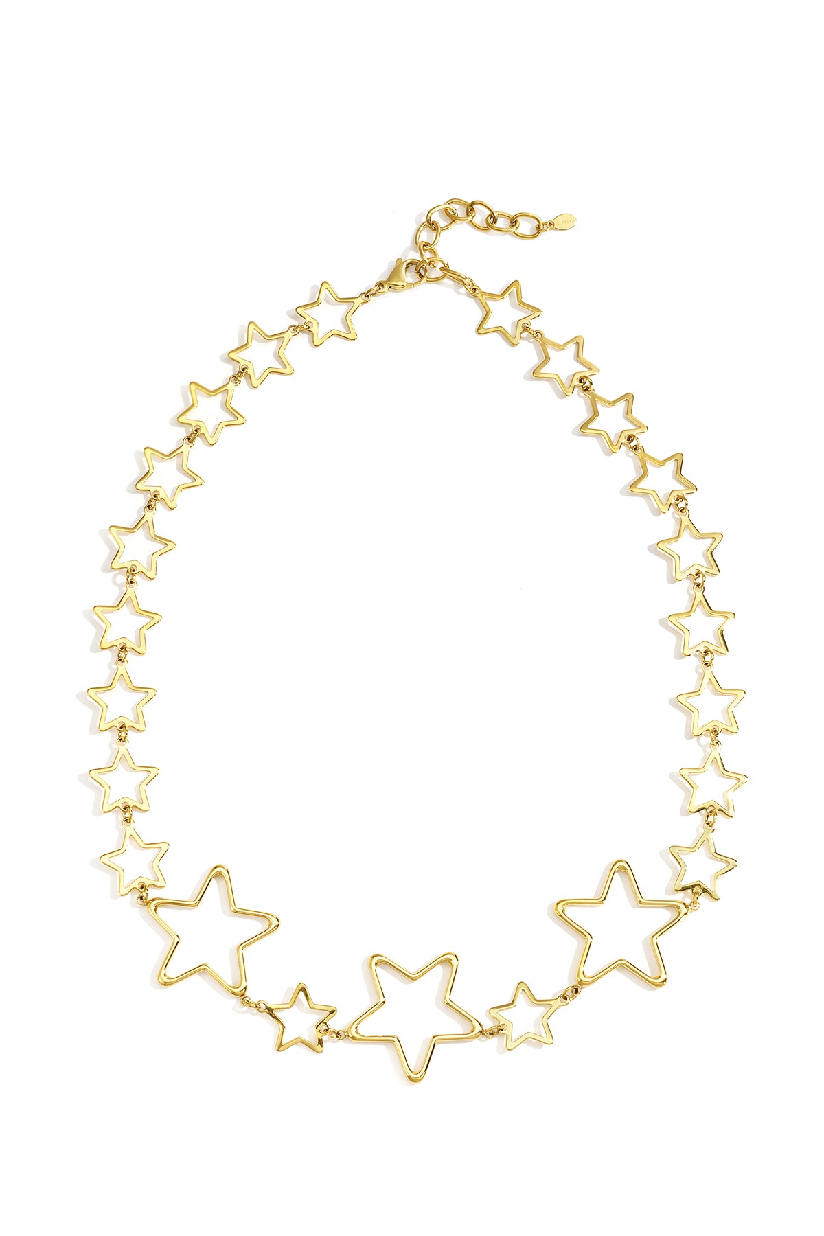 Stainless Steel Link Chain Necklace for Women with Star Motif – Gold-colored