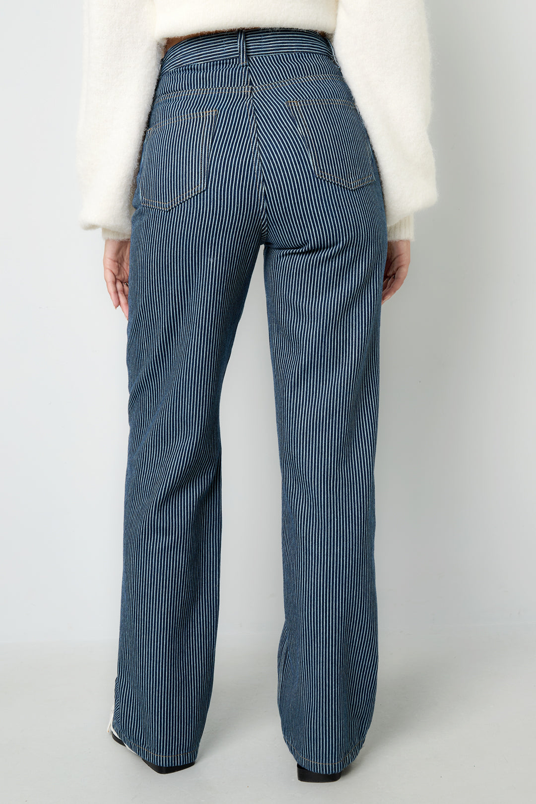Jean droit à rayures pour femme – bleu – photo 6