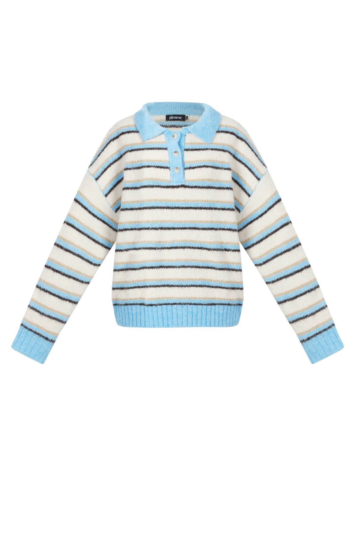 Pull en maille pour femme avec motif rayé et col polo