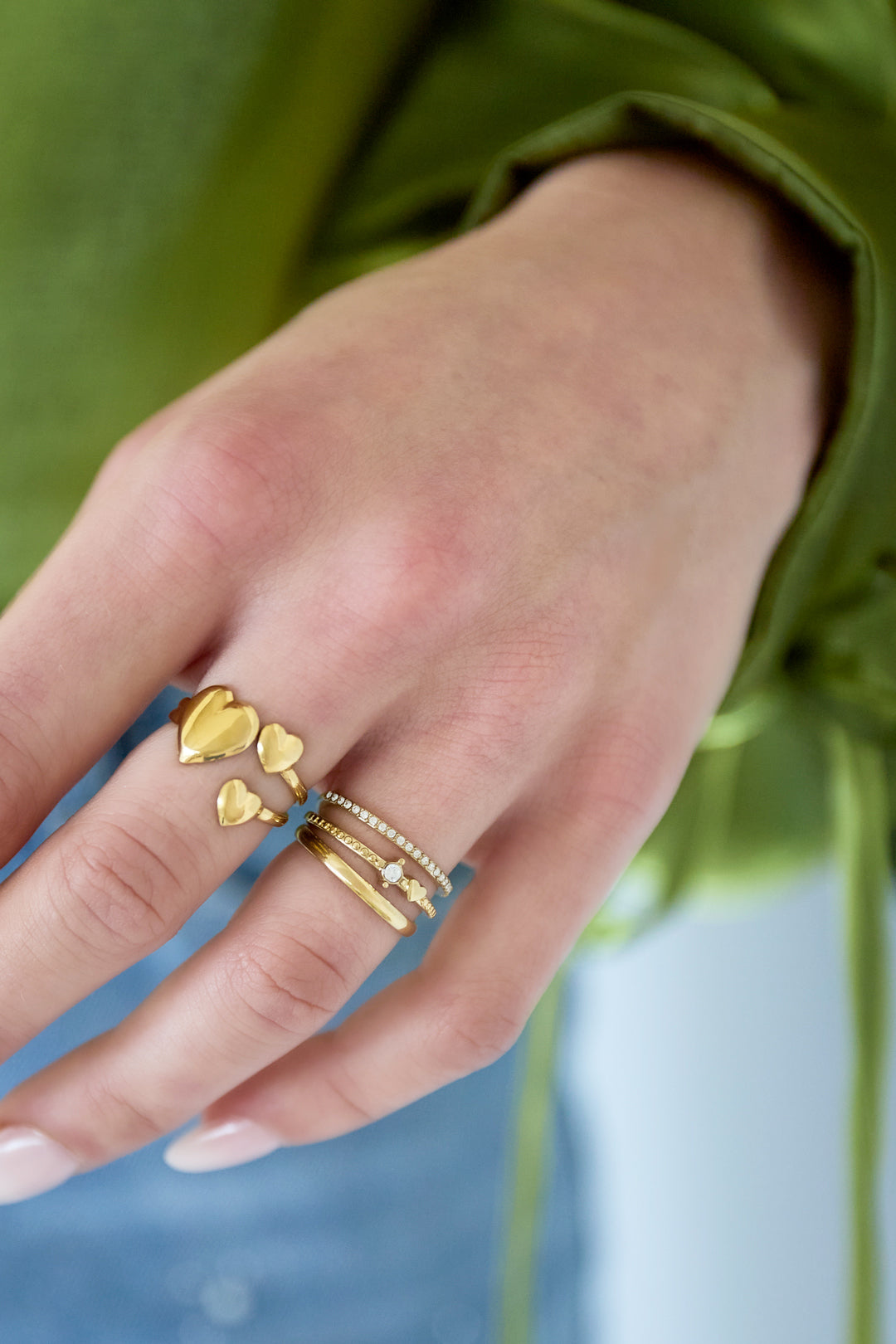 3 laagse ring met steentjes
