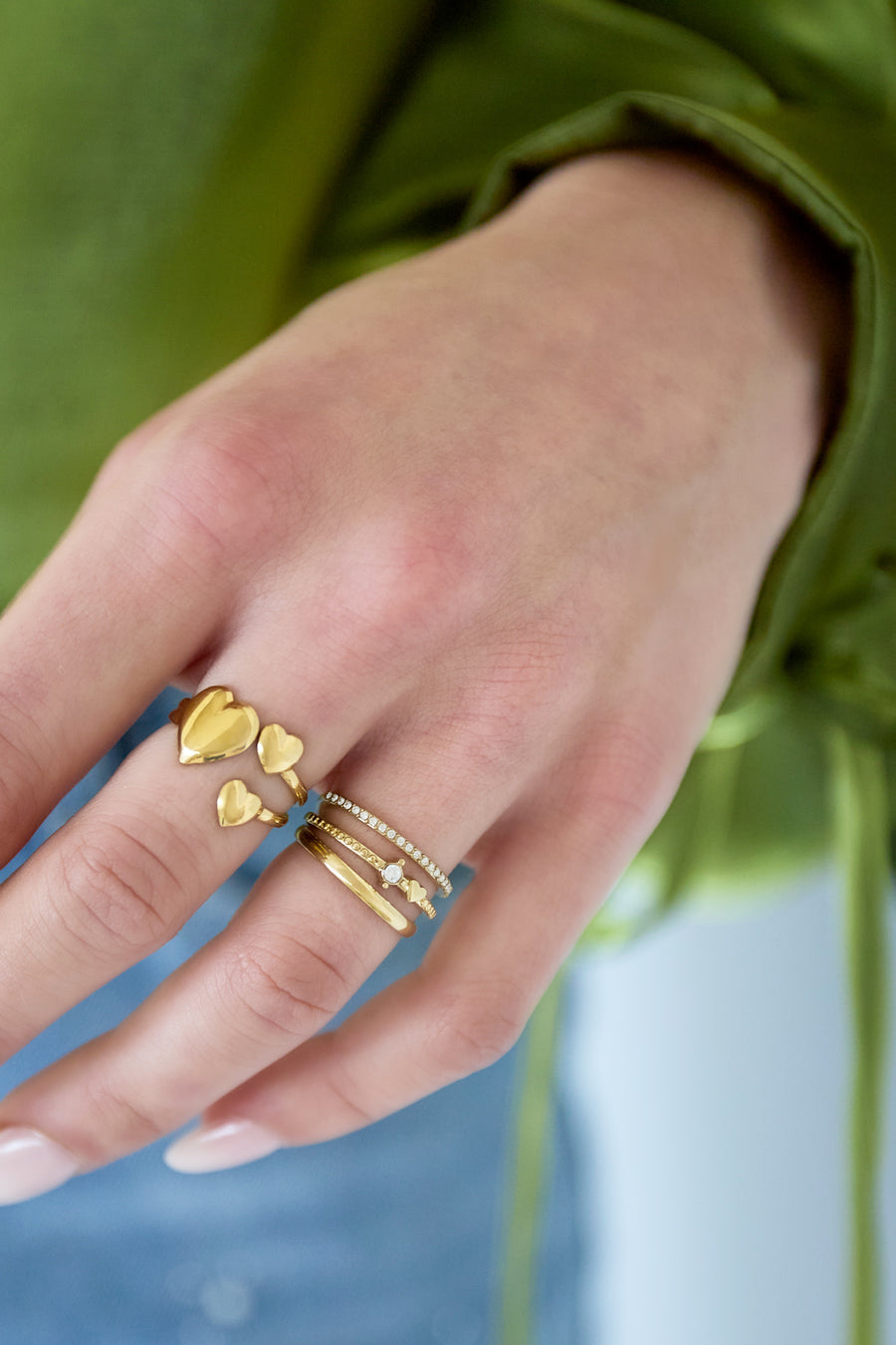3 laagse ring met steentjes