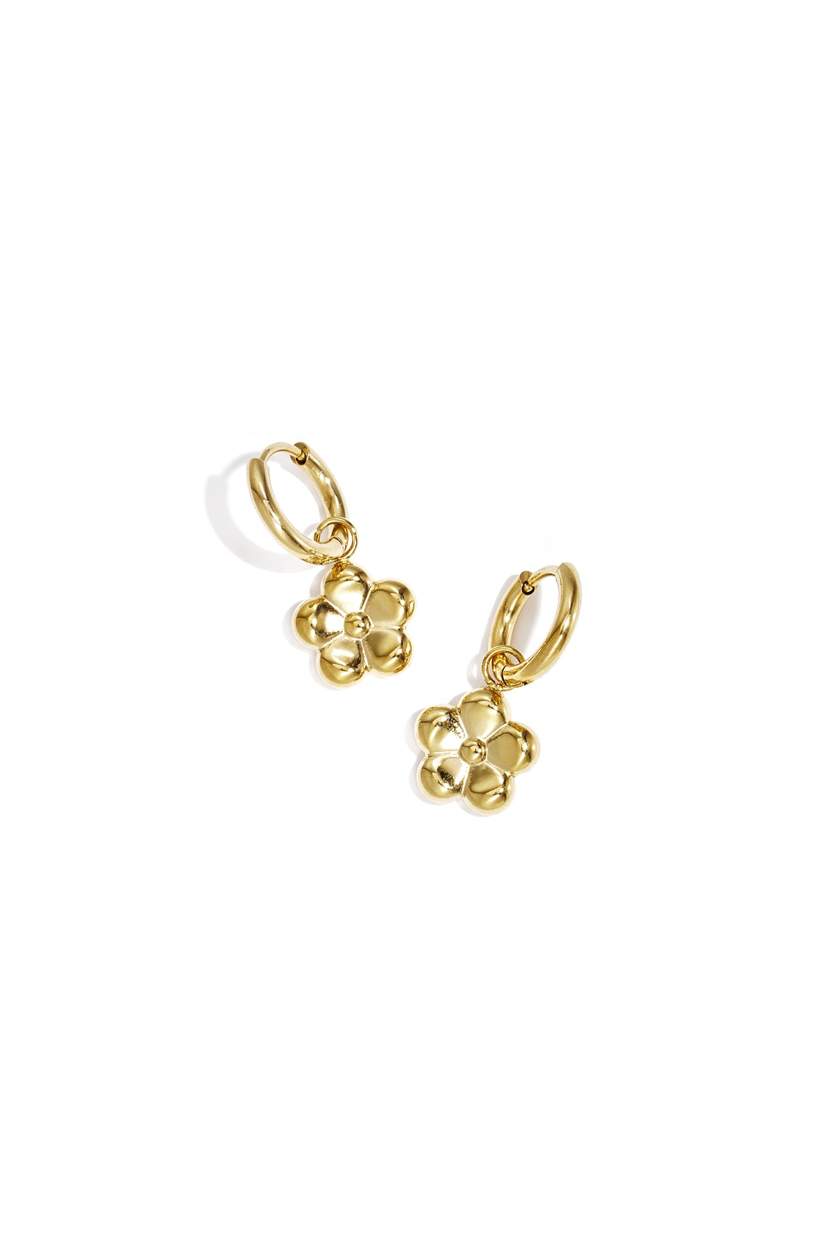 Women's Dangle Earrings Stainless Steel Floral Design – Gold-Plated