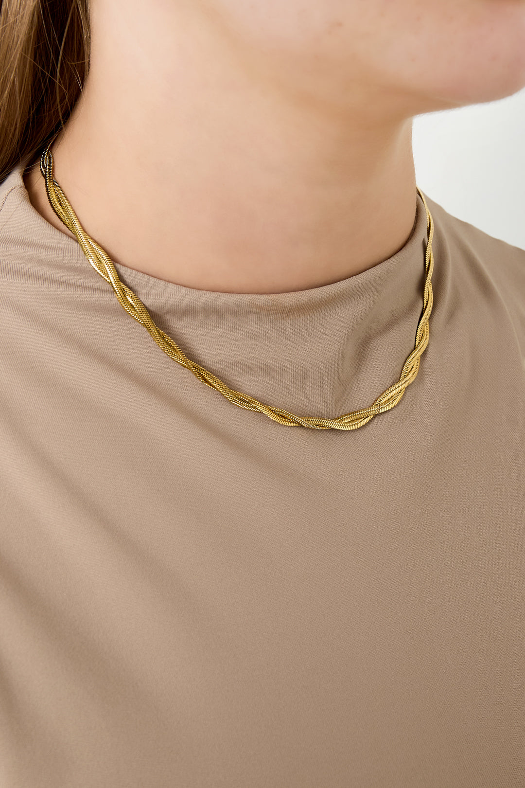Women's 304 Stainless Steel Chain Necklace with Link Detail – Gold-Colored – image 2