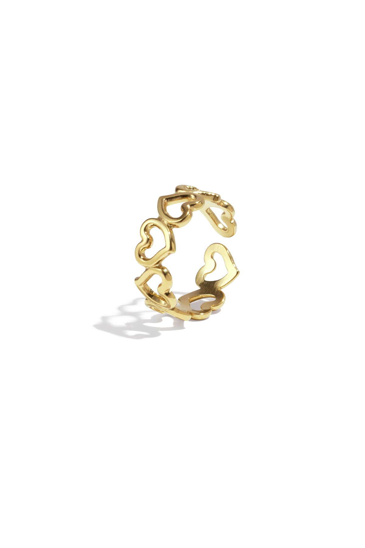 Bague minimaliste pour femme en acier inoxydable avec cœur – couleur or