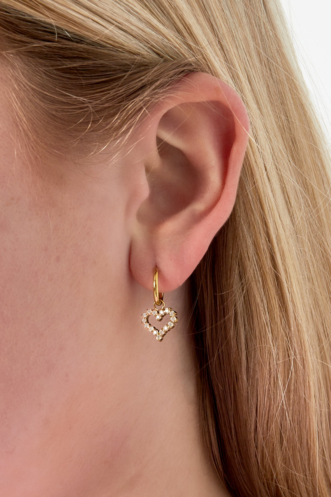 Dangle Earrings for Women, 304 Stainless Steel, Heart-Shaped – Gold Tone – image 2