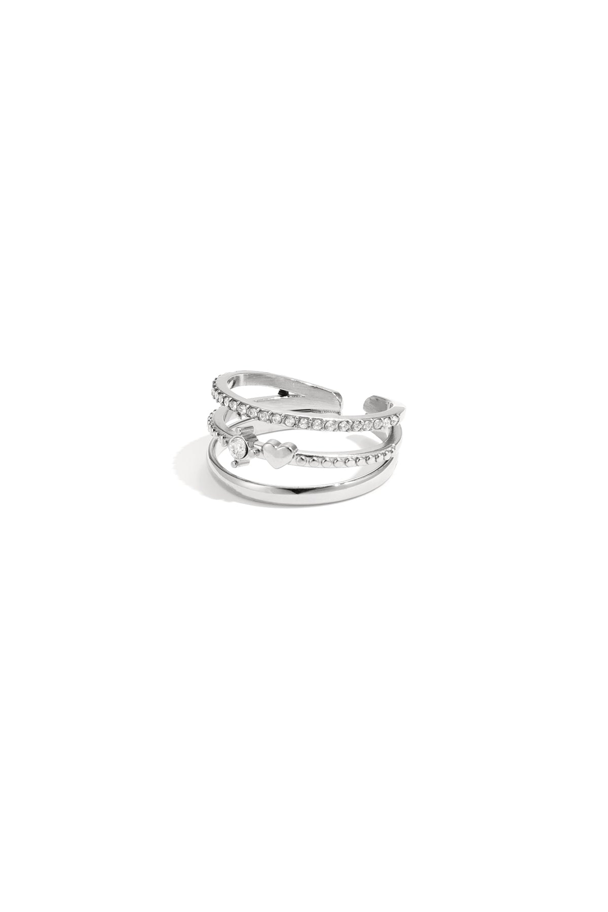 Bague minimaliste pour femme en acier inoxydable avec motif linéaire – couleur or et couleur argent