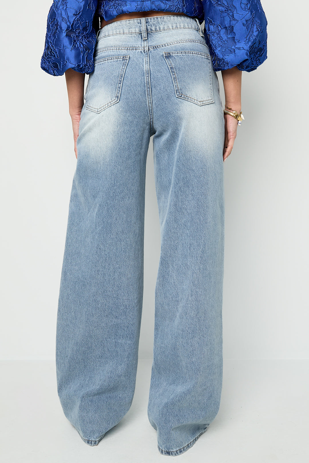 Dames wide-leg jeans van geweven katoen in drie kleuren – productfoto 9