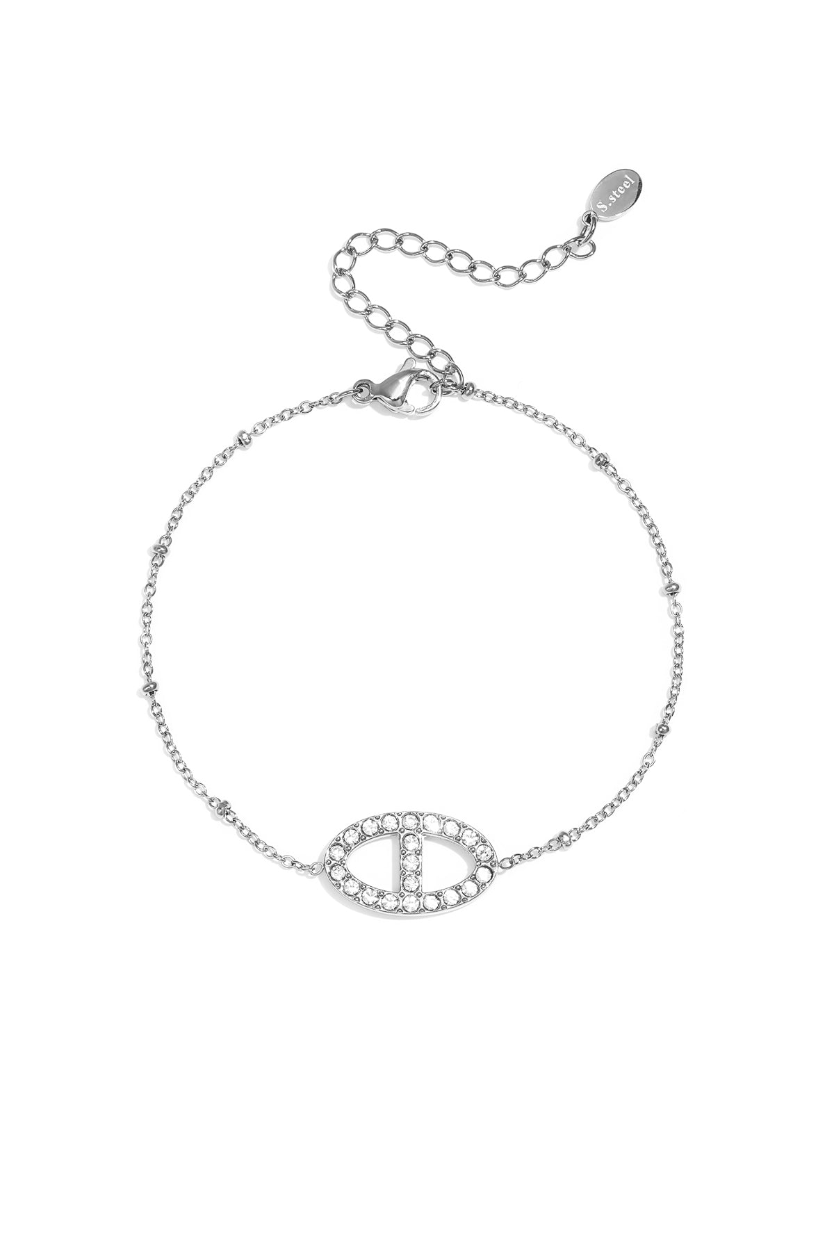 Bracelet à breloques pour femme en acier inoxydable avec forme organique et cœur