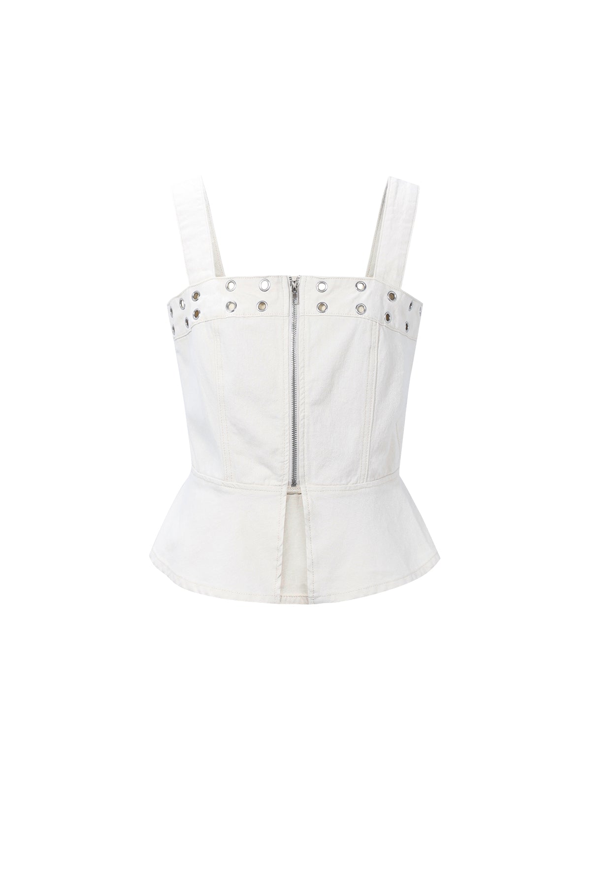 Dames tweedelige denimtop van katoen met eyeletdetails – productfoto 9